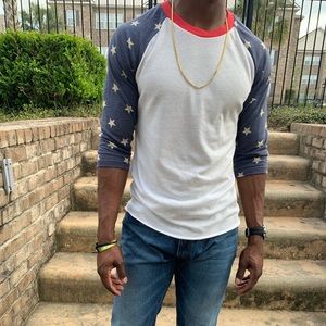 Alternative Earth white and blue half sleeve shirt